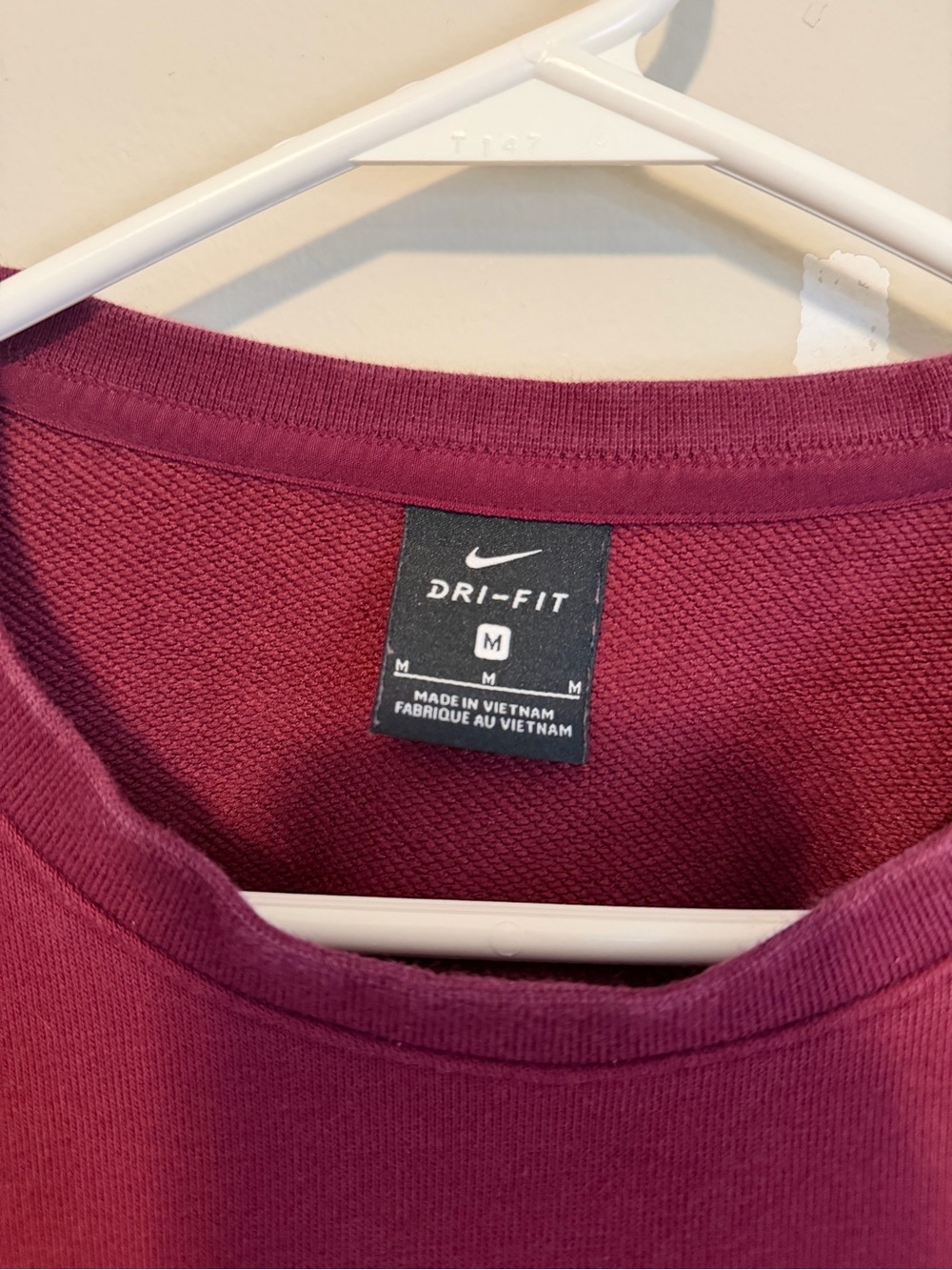Nike Women's Burgundy Cropped Crew Sweatshirt with Glitter Swoosh - Picture 7 of 8